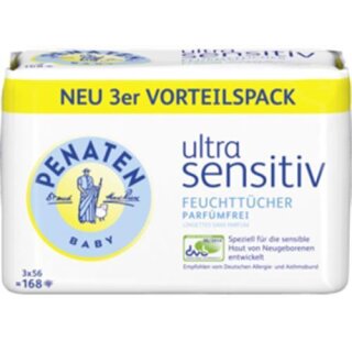 Penaten wipes ultra sensitive perfume-free 3x56 pieces